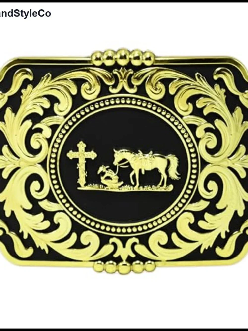 Western Cowboy Cross Kneeling Prayer Belt Buckle Zinc Alloy 1.5 inch